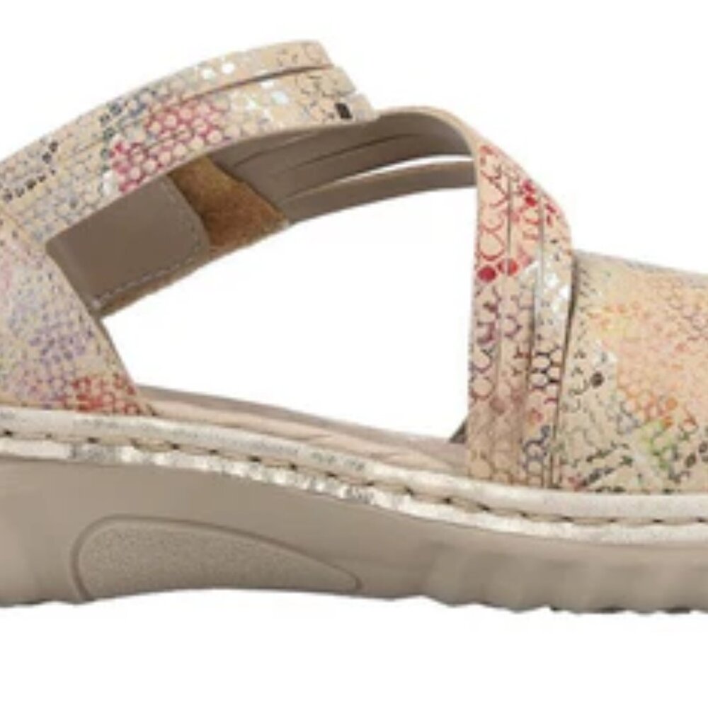 NEW Rieker Beige and Pink Patterned Sandals - Picture 7 of 12